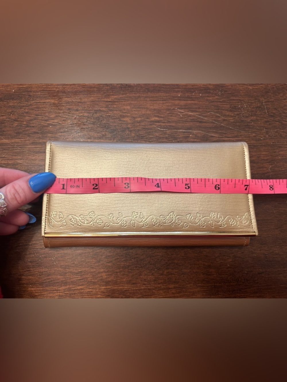 Women’s Floral Embossed Clutch Wallet in Champagne- princes Gardner - Picture 2 of 4